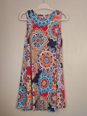Beeson River - Sleeveless Medallion Print Swing Dress in Multicolor